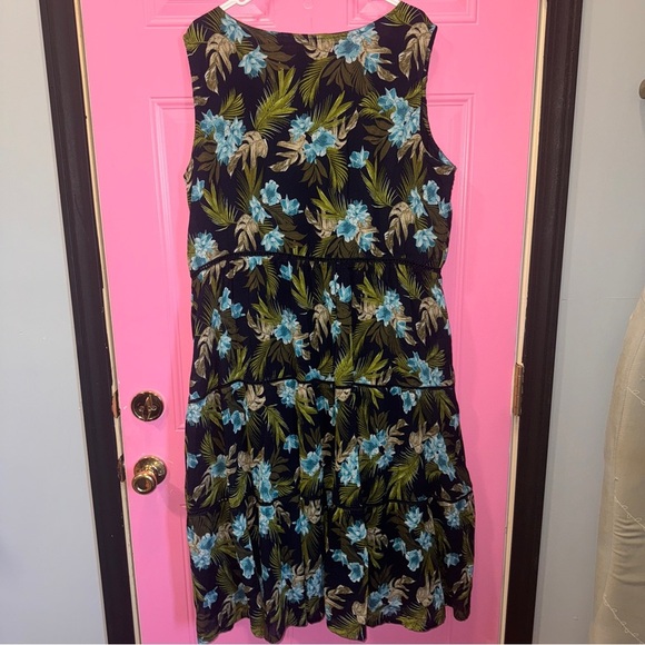 100% Cotton Blair Floral Maxi Dress - Blue, Green size XL - Picture 7 of 10
